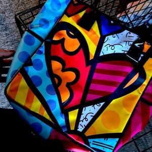 Romero Britto large hearts tote